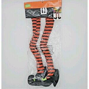 Witch Legs Decoration Halloween Crafts Fall Autumn Orange Black 20.75 x 8.75 In.